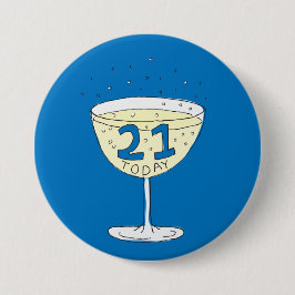 21 Vandaag pin badge blauw 21e verjaardagsfeestje Ronde Button 7,6 Cm