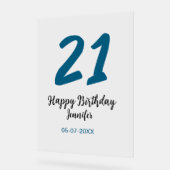 21 Verjaardag Bold Blauw Letter Simple Minimal Acryl Bord (Hoek)