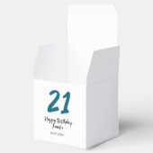 21 Verjaardag Bold Blauw Letter Simple Minimal Bedankdoosjes (Geopend)