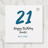21 Verjaardag Bold Blauw Letter Simple Minimal Bedankjes Labels (Achterkant)
