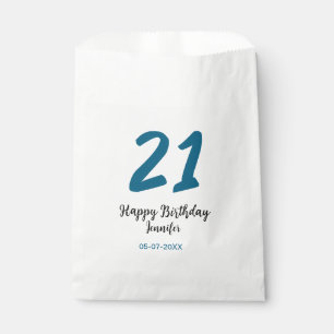 21 Verjaardag Bold Blauw Letter Simple Minimal Bedankzakje