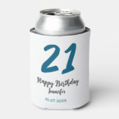 21 Verjaardag Bold Blauw Letter Simple Minimal Blikjeskoeler (Blikje Voorkant)