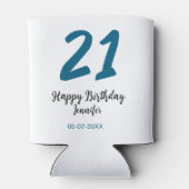 21 Verjaardag Bold Blauw Letter Simple Minimal Blikjeskoeler (Achterkant)