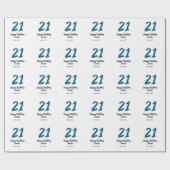 21 Verjaardag Bold Blauw Letter Simple Minimal Cadeaupapier (Vlak)