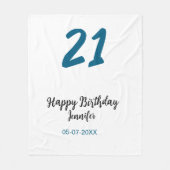 21 Verjaardag Bold Blauw Letter Simple Minimal Fleece Deken (Voorkant)
