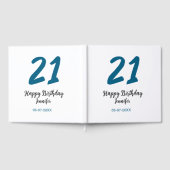 21 Verjaardag Bold Blauw Letter Simple Minimal Gastenboek (Volledig)