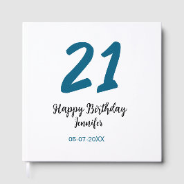 21 Verjaardag Bold Blauw Letter Simple Minimal Gastenboek