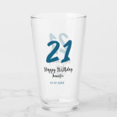 21 Verjaardag Bold Blauw Letter Simple Minimal Glas (Achterkant)