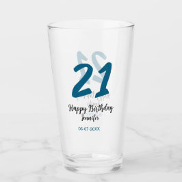 21 Verjaardag Bold Blauw Letter Simple Minimal Glas