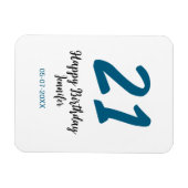 21 Verjaardag Bold Blauw Letter Simple Minimal Magneet (Horizontaal)