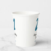 21 Verjaardag Bold Blauw Letter Simple Minimal Papieren Bekers (Rechts)