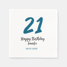 21 Verjaardag Bold Blauw Letter Simple Minimal