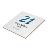 21 Verjaardag Bold Blauw Letter Simple Minimal Tegeltje (Zijkant)