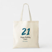 21 Verjaardag Bold Blauw Letter Simple Minimal Tote Bag (Achterkant)