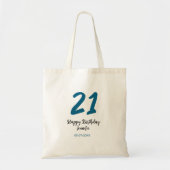 21 Verjaardag Bold Blauw Letter Simple Minimal Tote Bag (Voorkant)