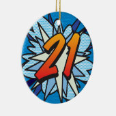 21 Verjaardag Foto Leuk Retro Stripboek Keramisch Ornament (Rechts)
