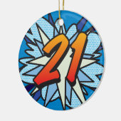 21 Verjaardag Foto Leuk Retro Stripboek Keramisch Ornament (Links)