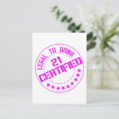 21 Verjaardag Item Gecertificeerd Nu 21-roze Briefkaart (Staand voorkant)
