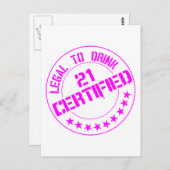 21 Verjaardag Item Gecertificeerd Nu 21-roze Briefkaart (Voorkant / Achterkant)