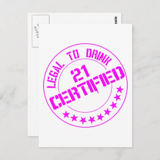 21 Verjaardag Item Gecertificeerd Nu 21-roze Briefkaart (Voorkant / Achterkant)
