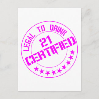 21 Verjaardag Item Gecertificeerd Nu 21-roze Briefkaart