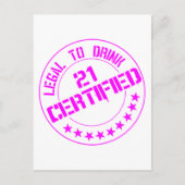 21 Verjaardag Item Gecertificeerd Nu 21-roze Briefkaart (Voorkant)