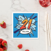 21 Verjaardag Leuk Retro Stripboek Servet (Insitu)