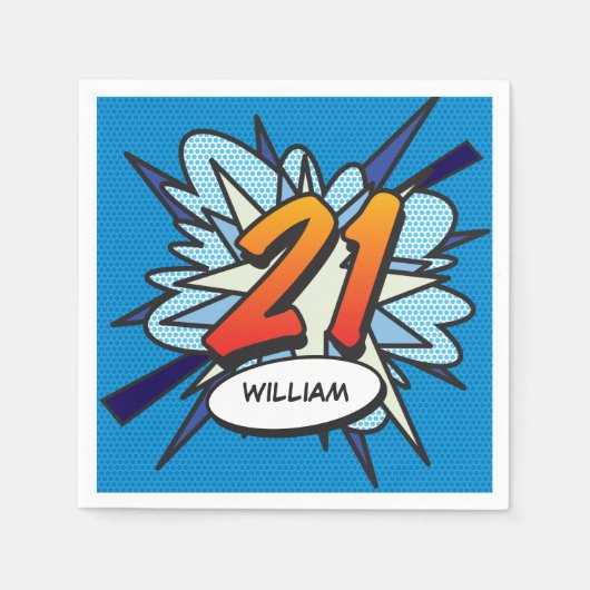 21 Verjaardag Leuk Retro Stripboek Servet (Voorkant)