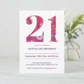 21 Verjaardag Modern Bold Pink Motif Kaart (Staand voorkant)