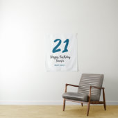 21 verjaardag vet blauwe letter eenvoudig minimaal wandkleed (In situ)