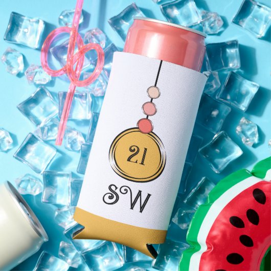 21 verjaardag voeg initialen toe elke leeftijd ora seltzer blikjeskoeler (Insitu Zomer)