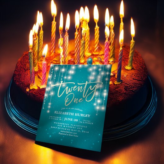 21 Verjaardagsfeest Turkse Glitter Sliert Lichtjes Kaart