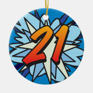 21 Verjaardagsfoto Leuk Retro Stripboek Keramisch Ornament