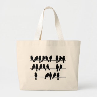 21 vogels op een draad grote tote bag