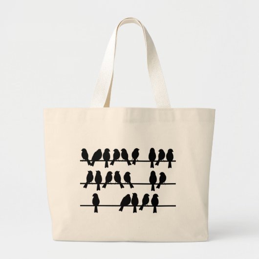 21 vogels op een draad grote tote bag (Voorkant)