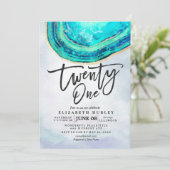 21 Waterverf Blauwgroen goudgetijde bij geboorte Kaart (Staand voorkant)