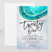 21 Waterverf Blauwgroen goudgetijde bij geboorte Kaart (Voorkant / Achterkant)