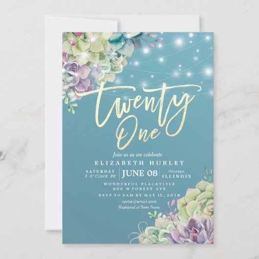 21 Waterverf van 21-jarige partijen Kaart (Voorkant)