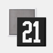 #21 Wit Nummer 21 Sport Fan Style Magneet (Voorkant / Achterkant)