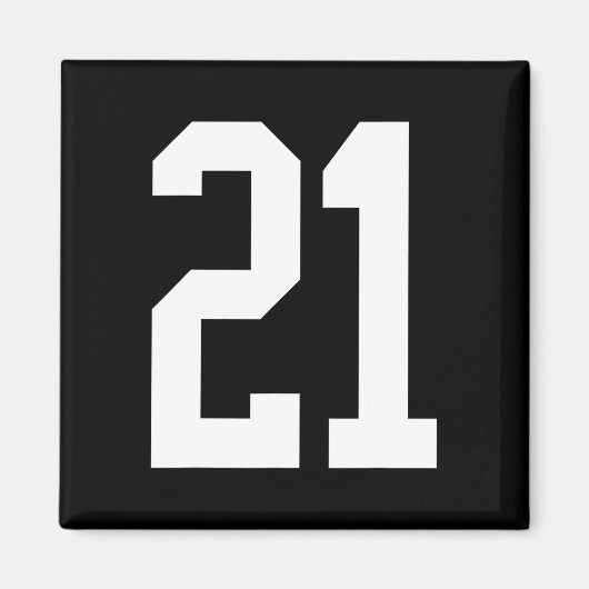 #21 Wit Nummer 21 Sport Fan Style Magneet (Voorkant)