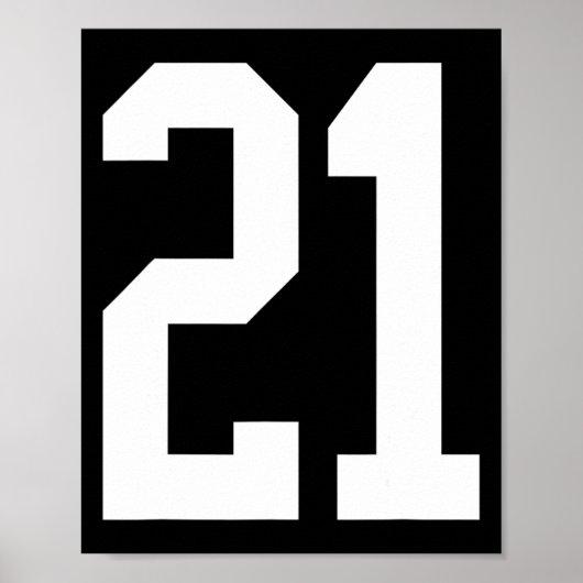 #21 Wit Nummer 21 Sport Fan Style Poster (Voorkant)