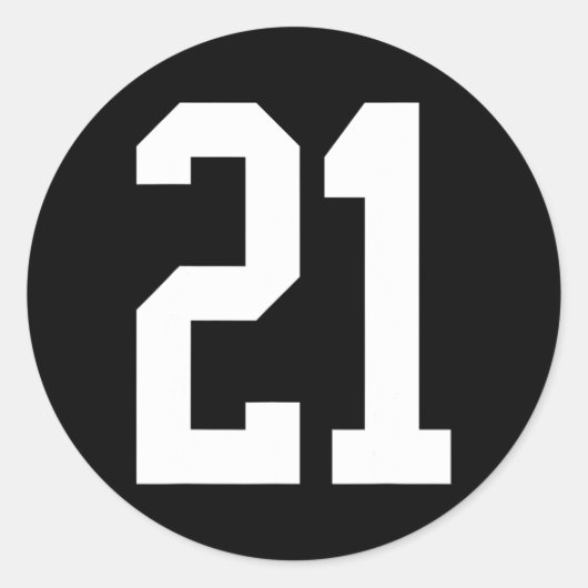 #21 Wit Nummer 21 Sport Fan Style Ronde Sticker (Voorkant)