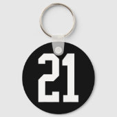 #21 Wit Nummer 21 Sport Fan Style Sleutelhanger (Voorkant)