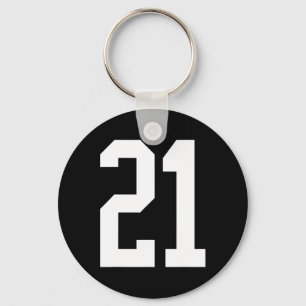 #21 Wit Nummer 21 Sport Fan Style Sleutelhanger