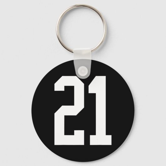 #21 Wit Nummer 21 Sportfan Stijl Halloween Cos Sleutelhanger (Voorkant)