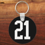 #21 Wit Nummer 21 Sportfan Stijl Halloween Cos Sleutelhanger (Voorkant)