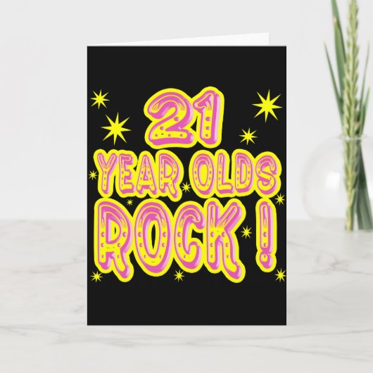 21 Year Olds Rock! (Roze) Wenskaart Kaart (Voorkant)