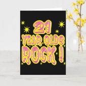 21 Year Olds Rock! (Roze) Wenskaart Kaart (Gele Bloem)