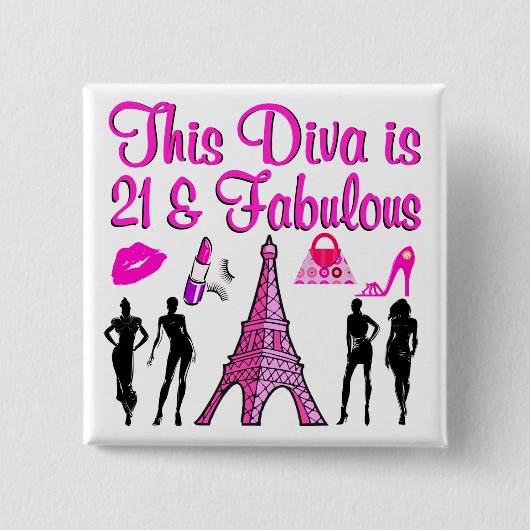 21 YR OLD PARIS LOVER VIERKANTE BUTTON 5,1 CM (Voorkant)