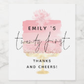 21e Birthday Bedankt Cheers Wijn Etiket (Enkel label)